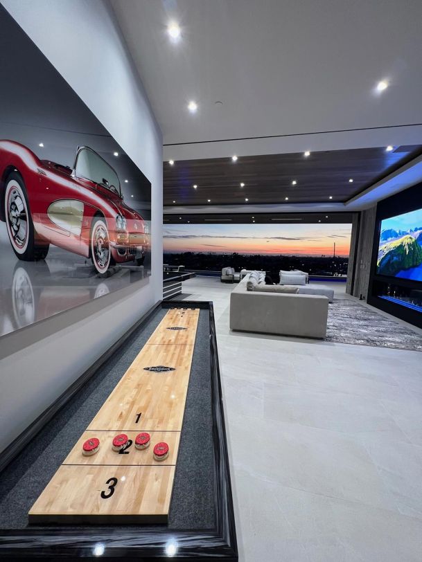 Modern game room with an open view